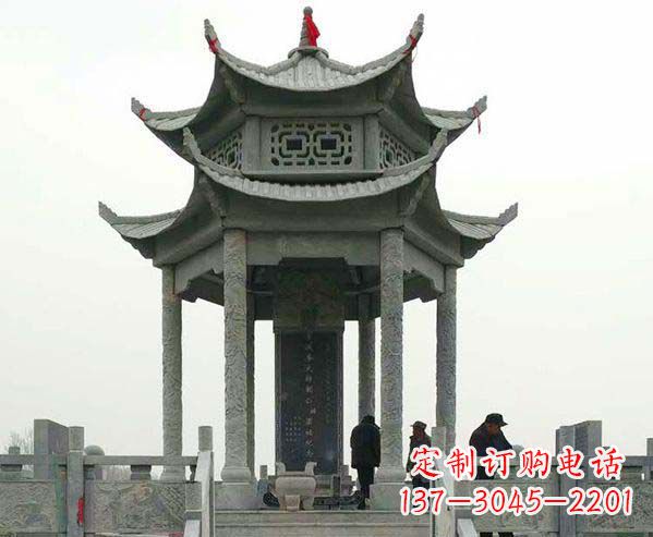 石家庄园林仿古双层石凉亭景观石雕