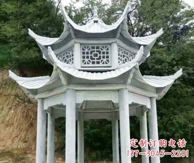 石家庄园林景观多层凉亭石雕