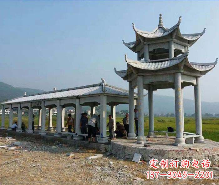 石家庄园林景观仿古石雕长廊凉亭