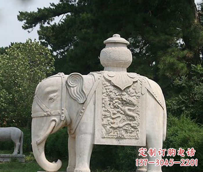 石家庄园林景观驮宝大象石雕