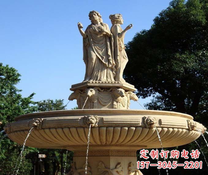 石家庄园林景观西方人物喷泉石雕