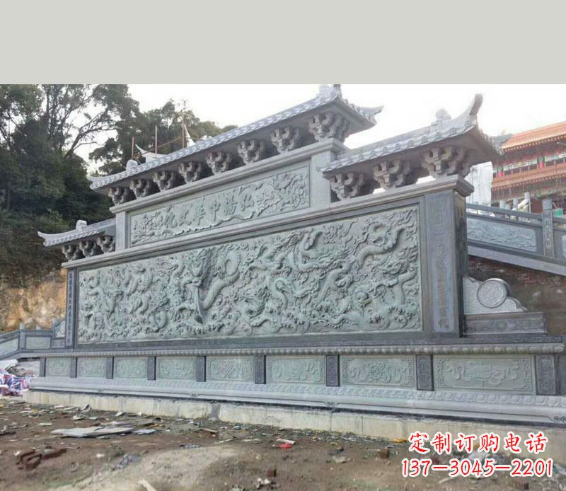石家庄园林九龙壁景观石雕 (2)