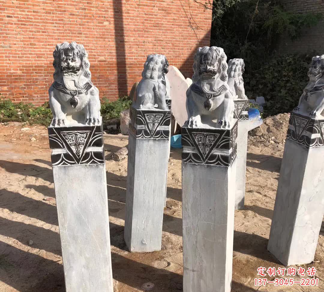 石家庄园林石雕狮子拴马桩