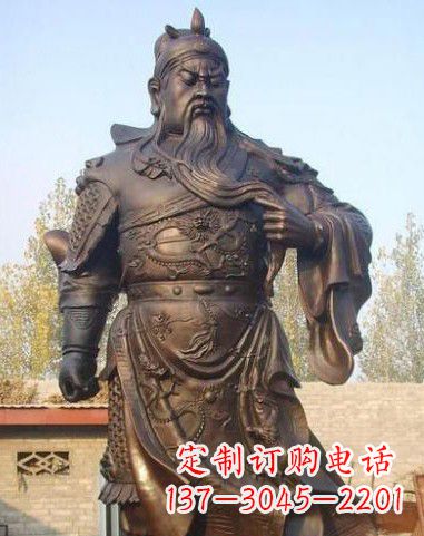 石家庄站立的关公铜像