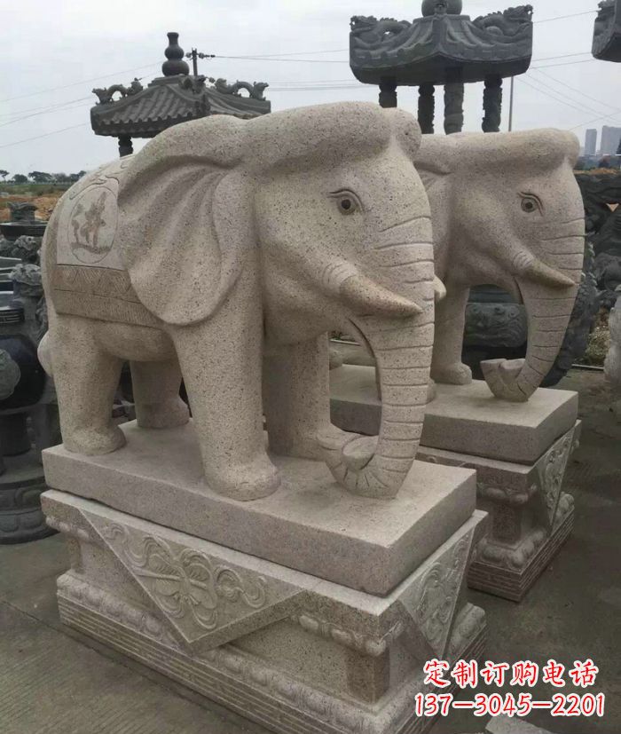石家庄招财进宝大理石大象石雕