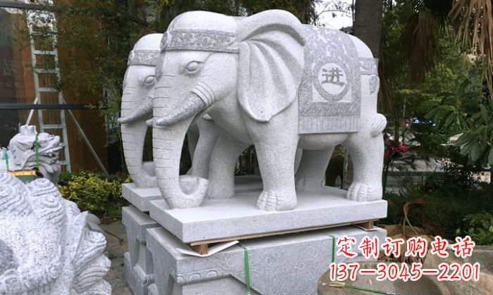 石家庄招财进宝大理石门口大象雕塑