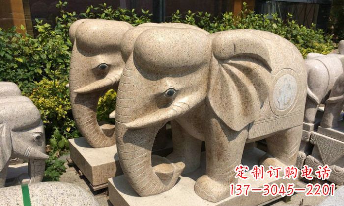 石家庄招财进宝砂岩大象石雕