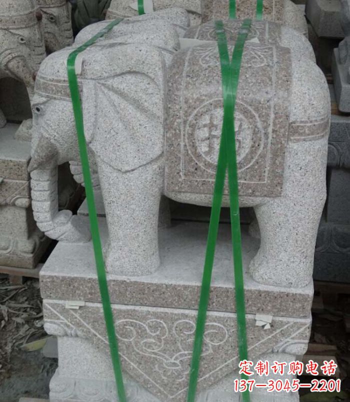 石家庄招财进宝芝麻灰大象石雕 (4)