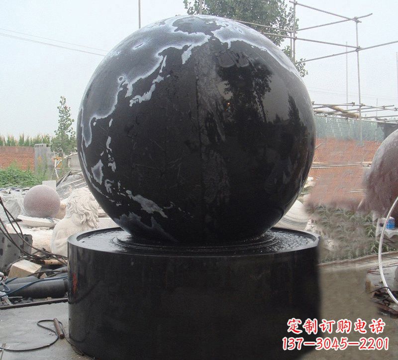 石家庄中国黑风水球石雕