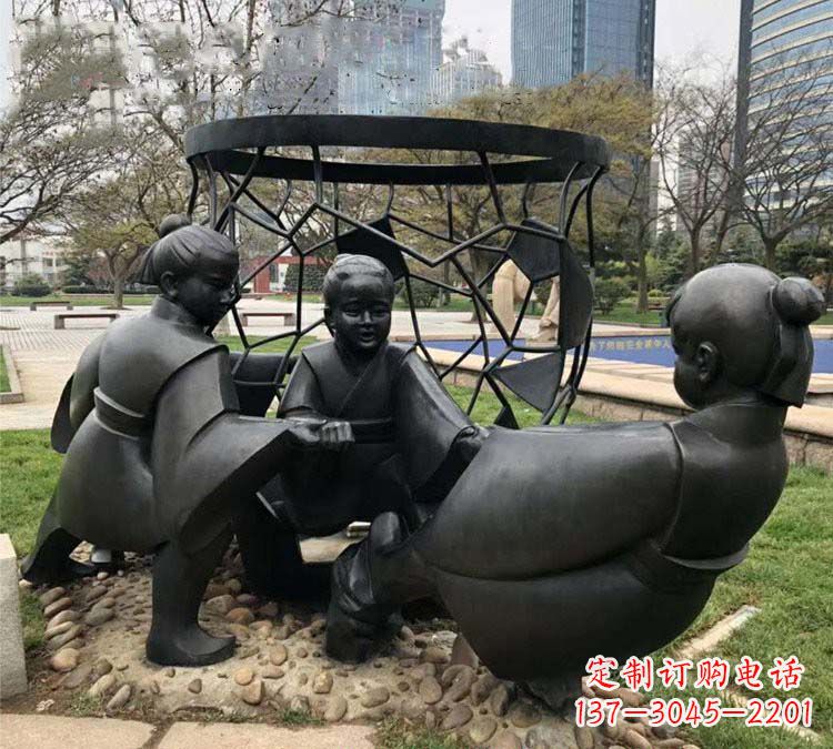石家庄铸铜公园司马光砸缸儿童雕塑