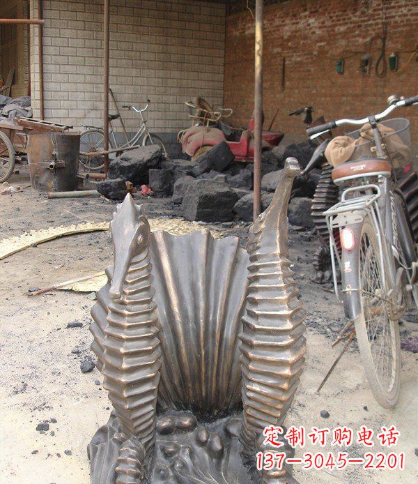 石家庄铸铜海马小区动物铜雕
