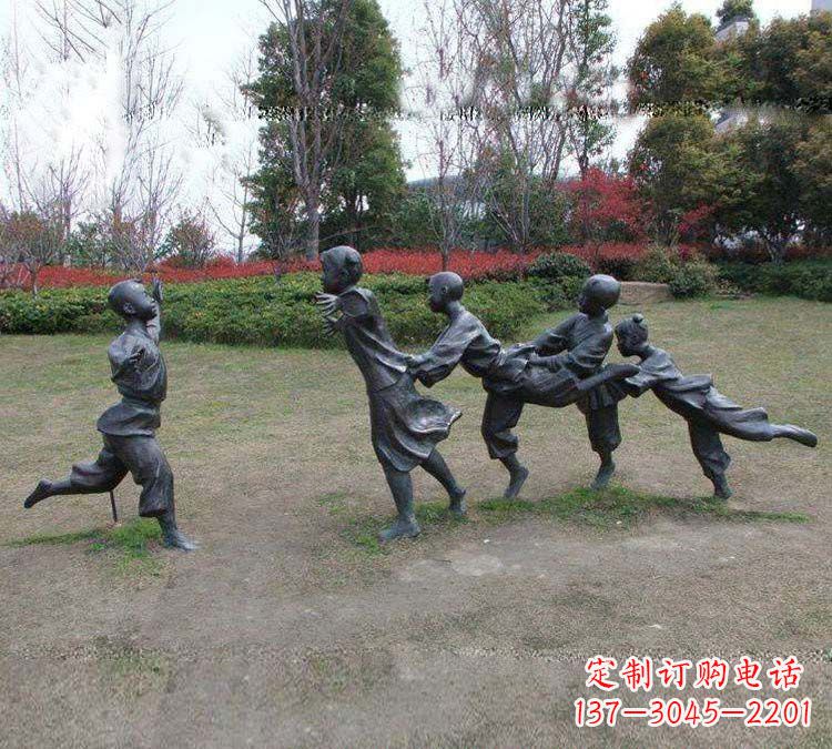 石家庄铸铜老鹰捉小鸡儿童雕塑