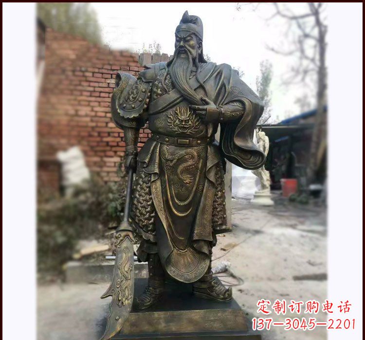 石家庄铸铜立式关公雕塑