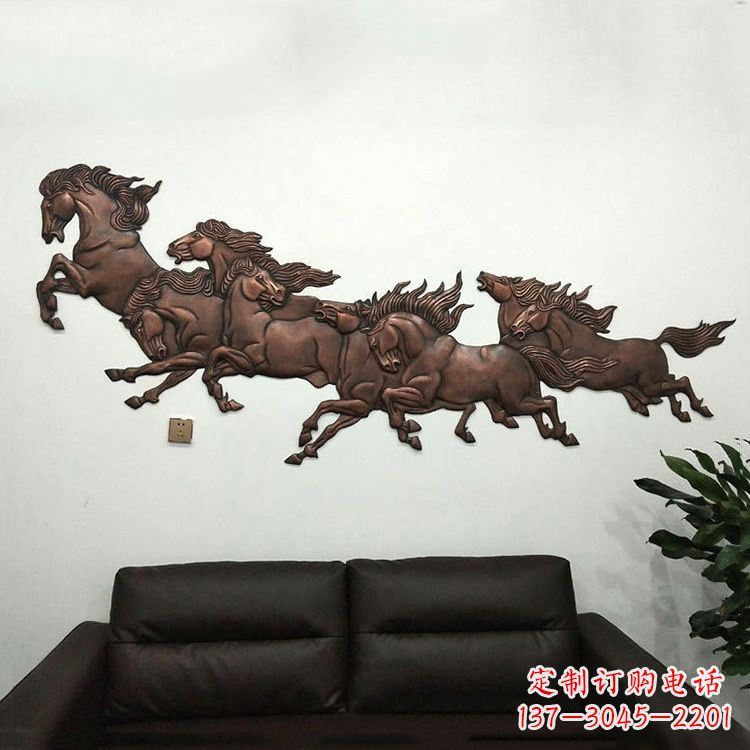 石家庄紫铜马儿浮雕装饰画
