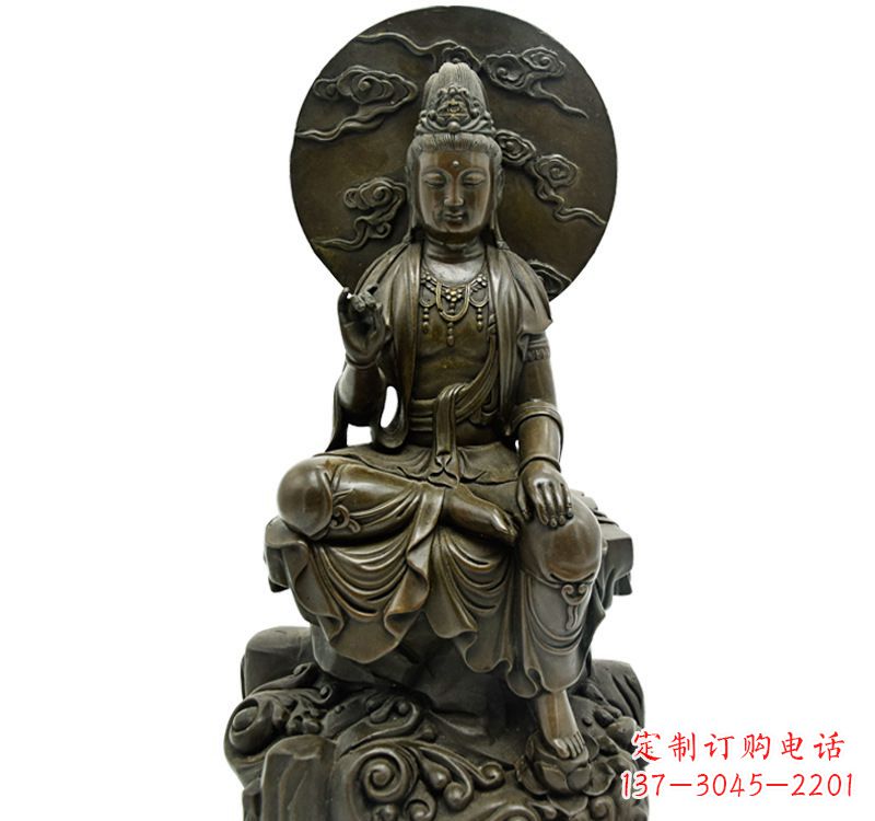 石家庄自在观音菩萨仿古铜雕佛像