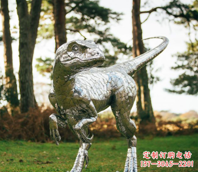 石家庄户外不锈钢恐龙雕塑